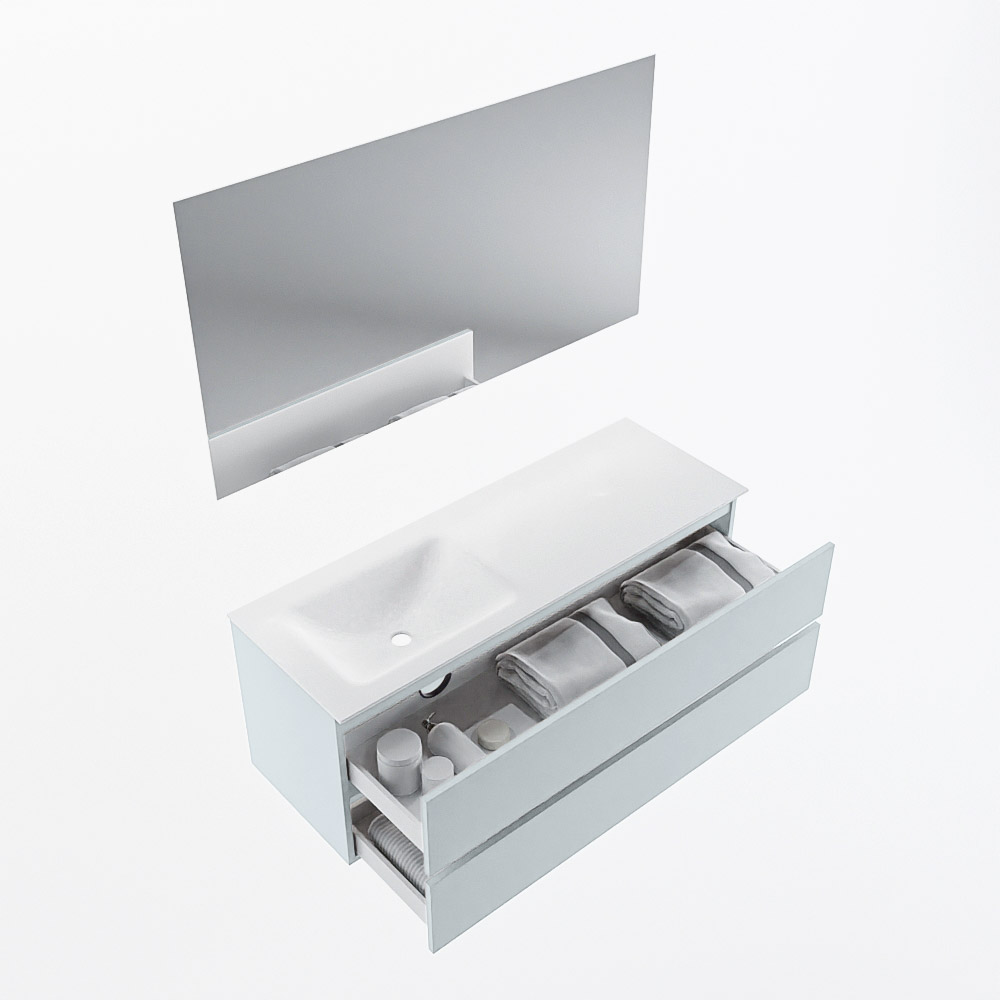 MONDIAZ VICA 130cm mueble de baño Clay 2 cajones. Lavabo CLOUD Izquierda sin orificio color Talc con espejo LED. 6 MONDIAZ VICA 130cm mueble de baño Clay 2 cajones. Lavabo CLOUD Izquierda sin orificio color Talc con espejo LED. - Imagen 7