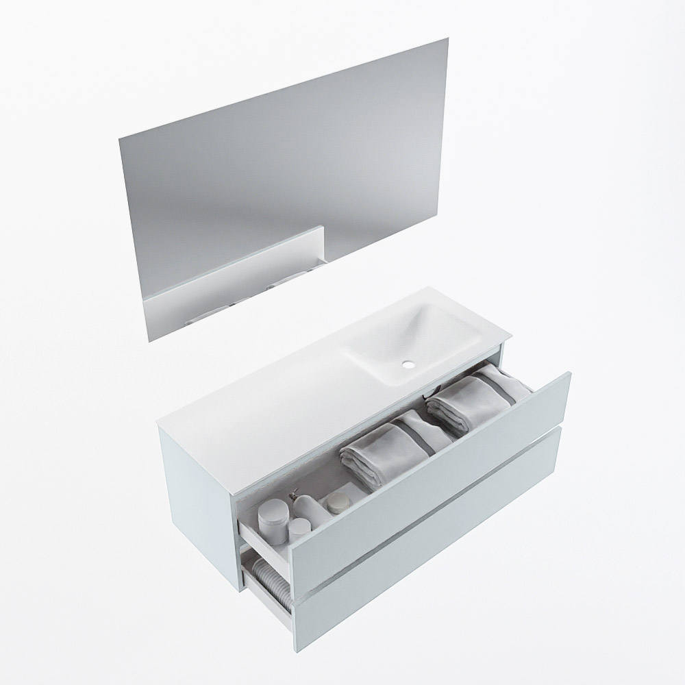MONDIAZ VICA 130cm mueble de baño Clay 2 cajones. Lavabo CLOUD Derecho sin orificio color Talc con espejo LED. 6 MONDIAZ VICA 130cm mueble de baño Clay 2 cajones. Lavabo CLOUD Derecho sin orificio color Talc con espejo LED. - Imagen 7
