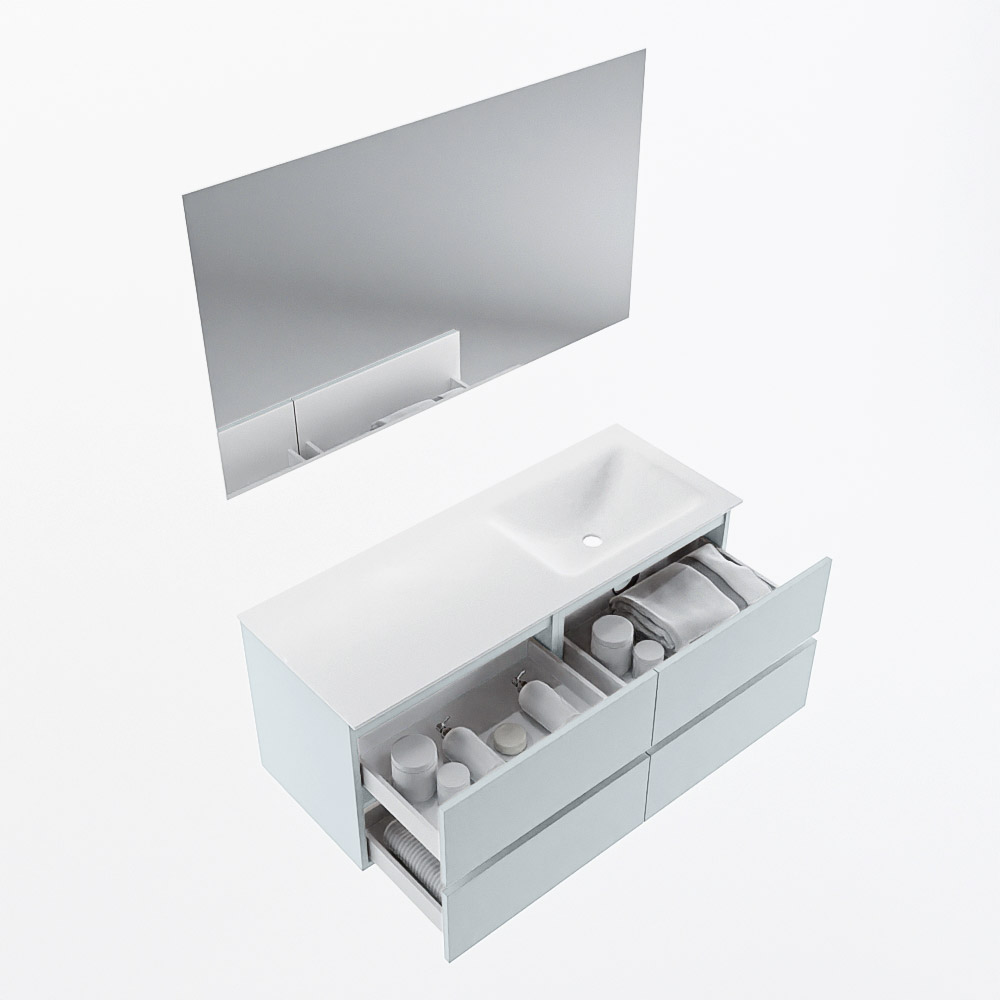 MONDIAZ VICA 120cm mueble de baño Clay 4 cajones. Lavabo CLOUD Derecho 1 orificio color Talc con espejo LED. 7 MONDIAZ VICA 120cm mueble de baño Clay 4 cajones. Lavabo CLOUD Derecho 1 orificio color Talc con espejo LED. - Imagen 7