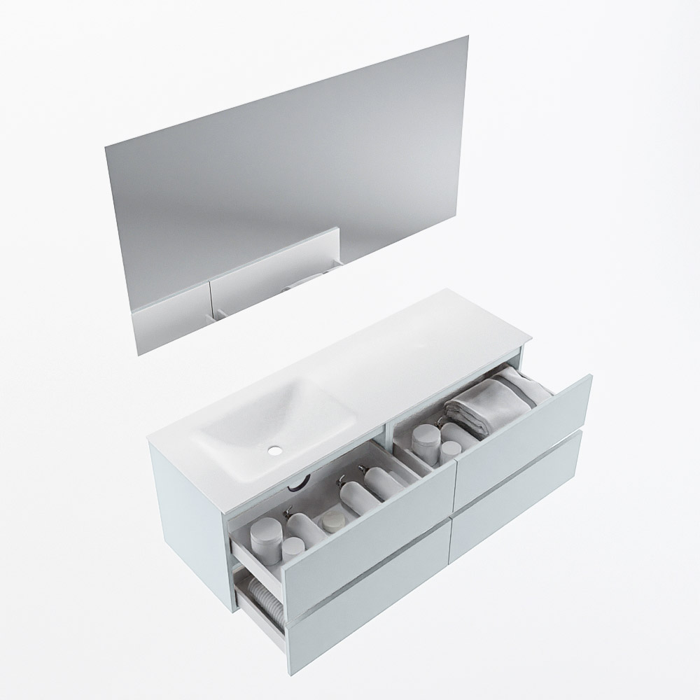 MONDIAZ VICA 140cm mueble de baño Clay 4 cajones. Lavabo CLOUD Izquierda 1 orificio color Talc con espejo LED. 6 MONDIAZ VICA 140cm mueble de baño Clay 4 cajones. Lavabo CLOUD Izquierda 1 orificio color Talc con espejo LED. - Imagen 7