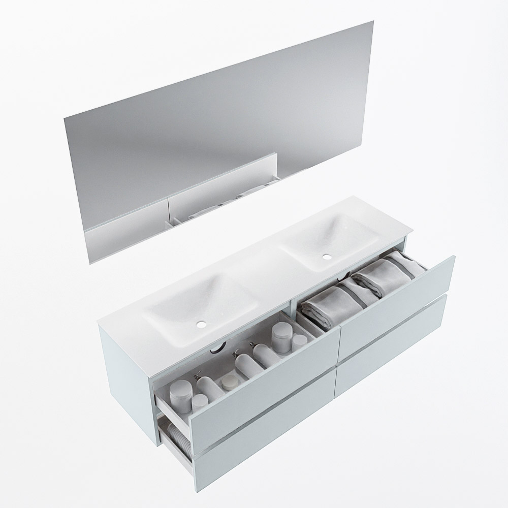 MONDIAZ VICA 170cm mueble de baño Clay 4 cajones. Lavabo CLOUD Doble 2 orificios color Talc con espejo LED. 7 MONDIAZ VICA 170cm mueble de baño Clay 4 cajones. Lavabo CLOUD Doble 2 orificios color Talc con espejo LED. - Imagen 7