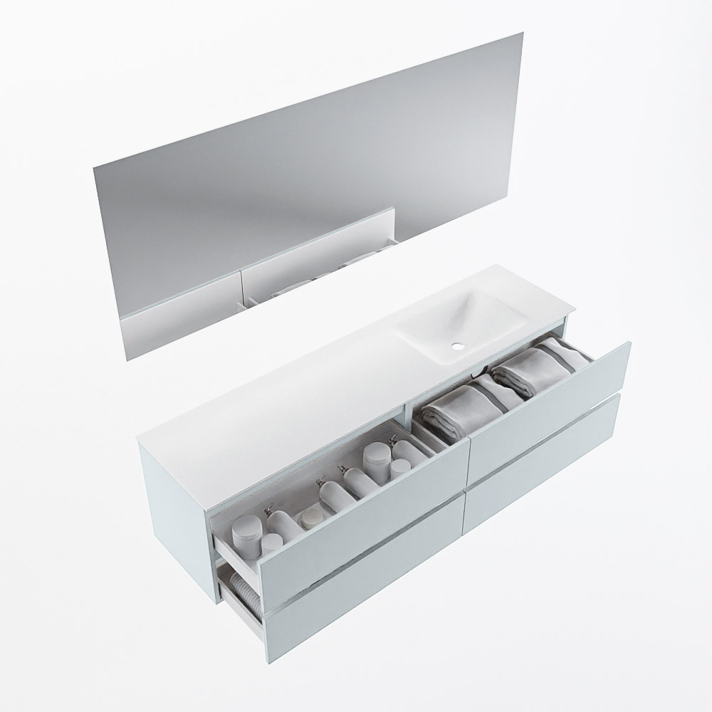 MONDIAZ VICA 180cm mueble de baño Clay 4 cajones. Lavabo CLOUD Derecho sin orificio color Talc con espejo LED. 7 MONDIAZ VICA 180cm mueble de baño Clay 4 cajones. Lavabo CLOUD Derecho sin orificio color Talc con espejo LED. - Imagen 7