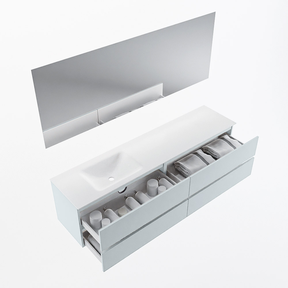 MONDIAZ VICA 190cm mueble de baño Clay 4 cajones. Lavabo CLOUD Izquierda 1 orificio color Talc con espejo LED. 7 MONDIAZ VICA 190cm mueble de baño Clay 4 cajones. Lavabo CLOUD Izquierda 1 orificio color Talc con espejo LED. - Imagen 7