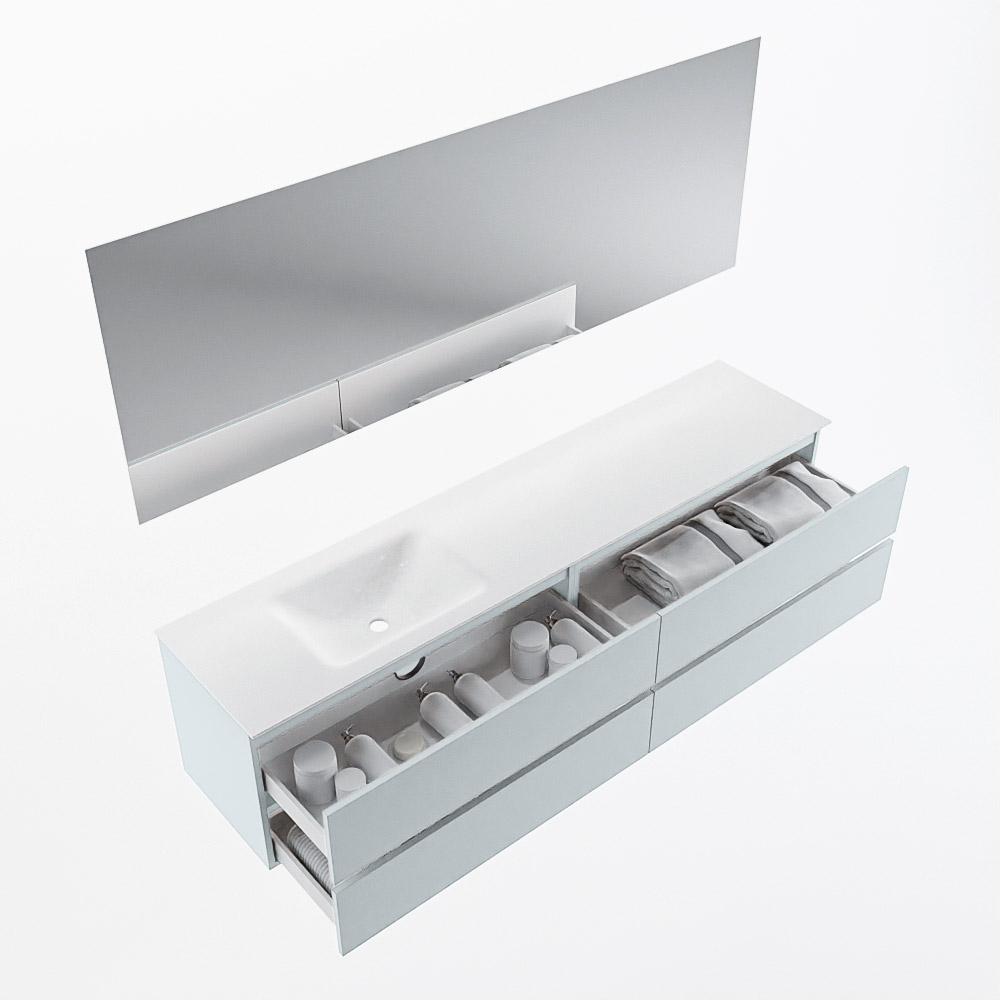 MONDIAZ VICA 200cm mueble de baño Clay 4 cajones. Lavabo CLOUD Izquierda 1 orificio color Talc con espejo LED. 7 MONDIAZ VICA 200cm mueble de baño Clay 4 cajones. Lavabo CLOUD Izquierda 1 orificio color Talc con espejo LED. - Imagen 7
