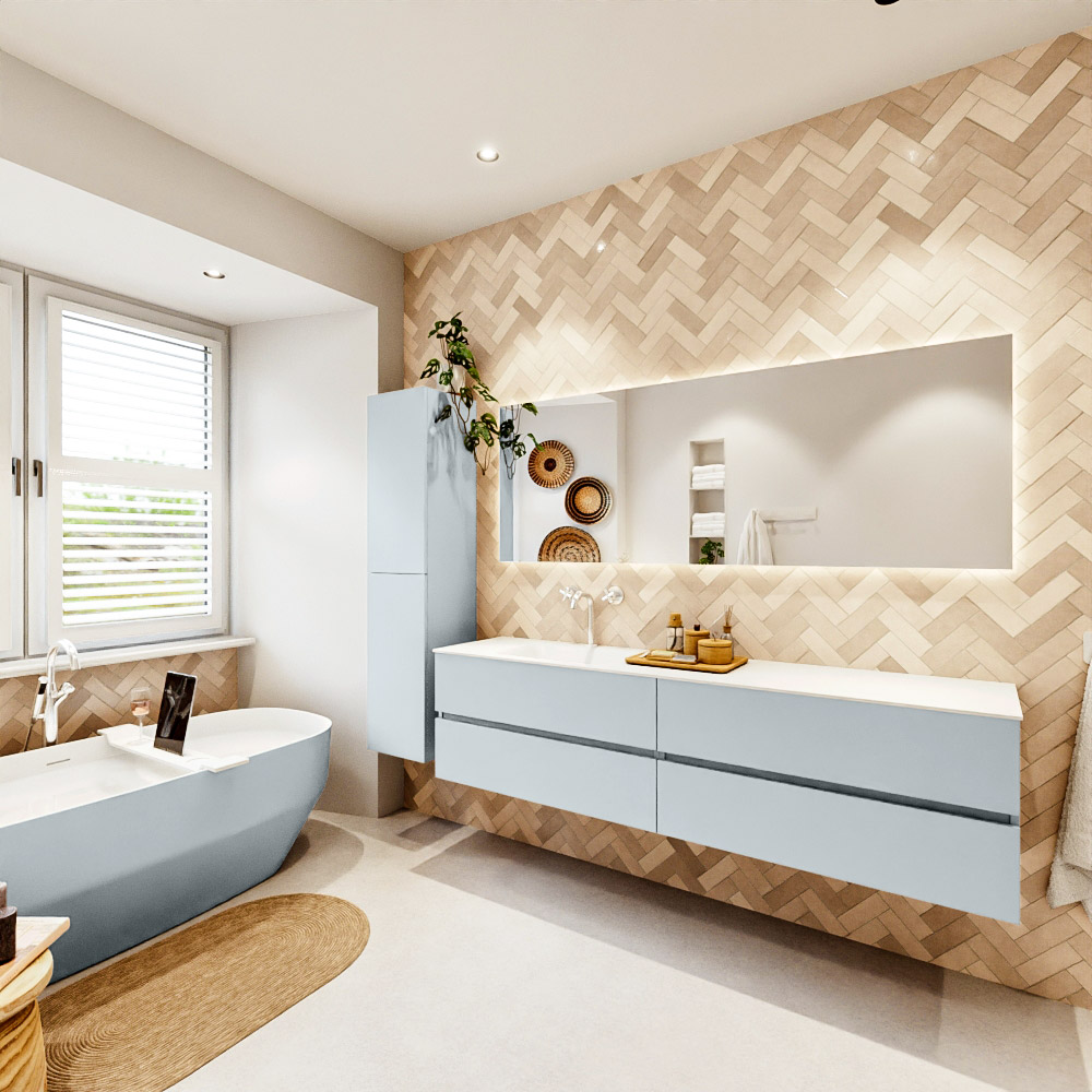 MONDIAZ VICA 190cm mueble de baño Clay 4 cajones. Lavabo CLOUD Izquierda 1 orificio color Talc con espejo LED. 4 MONDIAZ VICA 190cm mueble de baño Clay 4 cajones. Lavabo CLOUD Izquierda 1 orificio color Talc con espejo LED. - Imagen 4