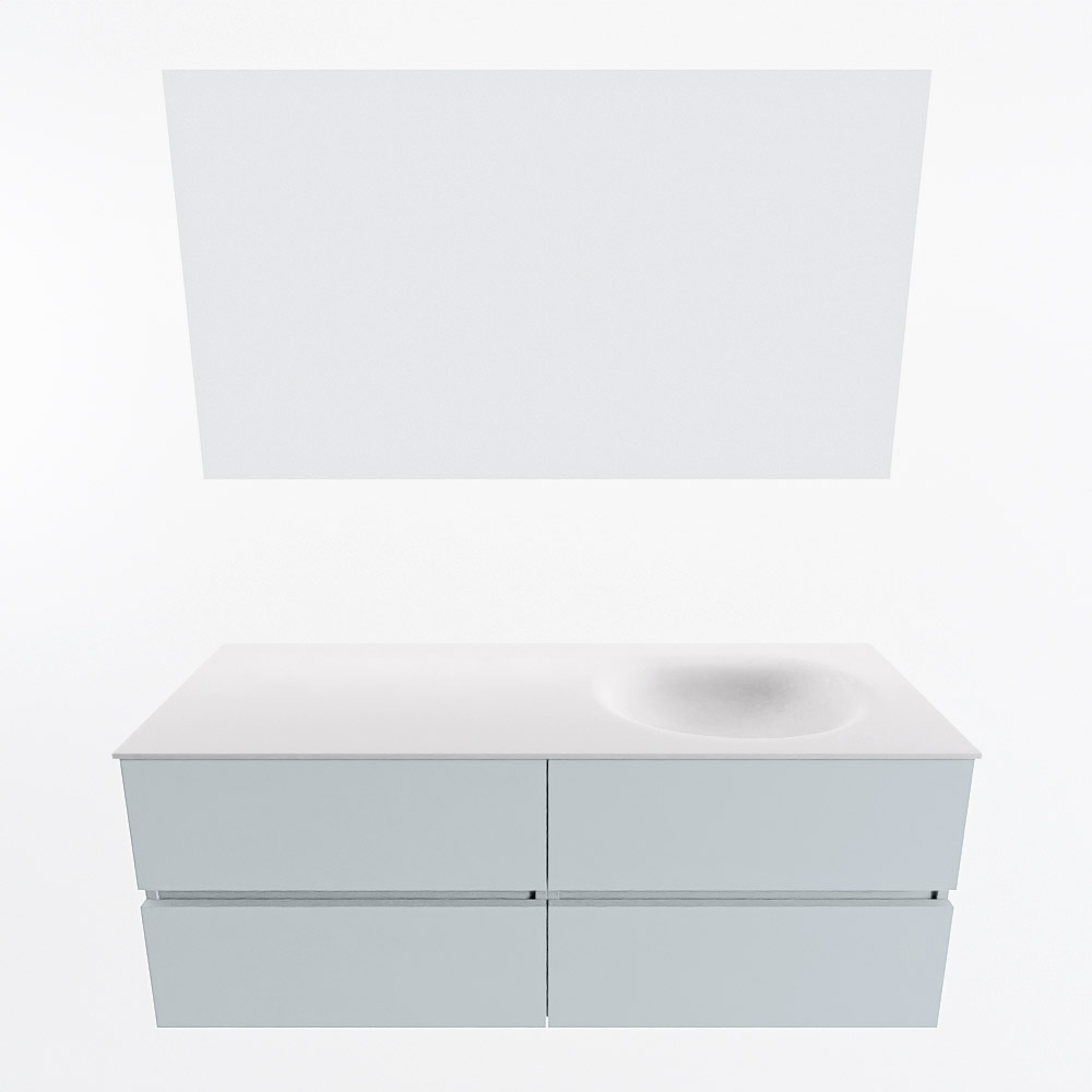 MONDIAZ VICA 130cm mueble de baño Clay 4 cajones. Lavabo MOON Derecho sin orificio color Talc con espejo LED. 4 MONDIAZ VICA 130cm mueble de baño Clay 4 cajones. Lavabo MOON Derecho sin orificio color Talc con espejo LED. - Imagen 5
