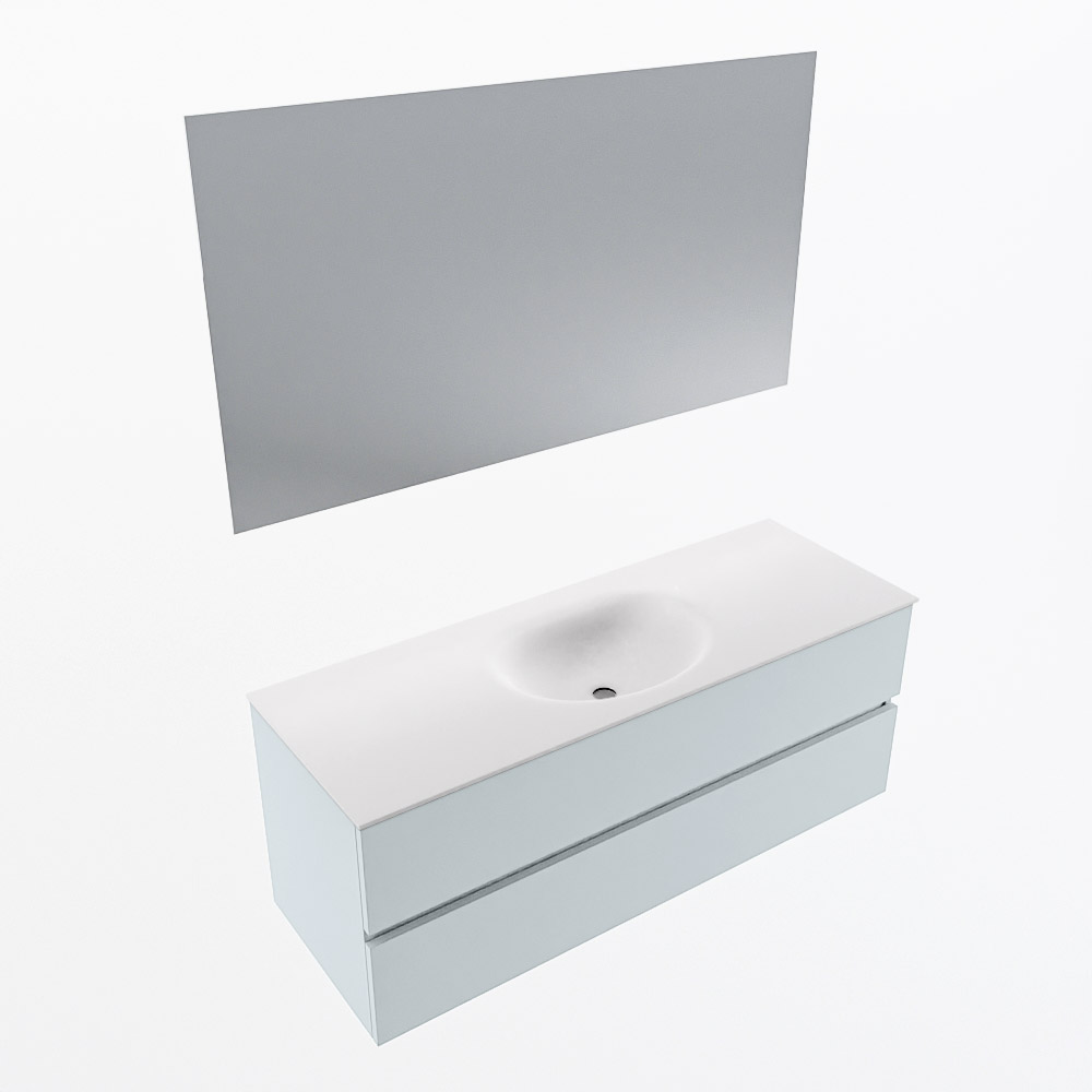 MONDIAZ VICA 130cm mueble de baño Clay 2 cajones. Lavabo MOON Centro 1 orificio color Talc con espejo LED. 5 MONDIAZ VICA 130cm mueble de baño Clay 2 cajones. Lavabo MOON Centro 1 orificio color Talc con espejo LED. - Imagen 6