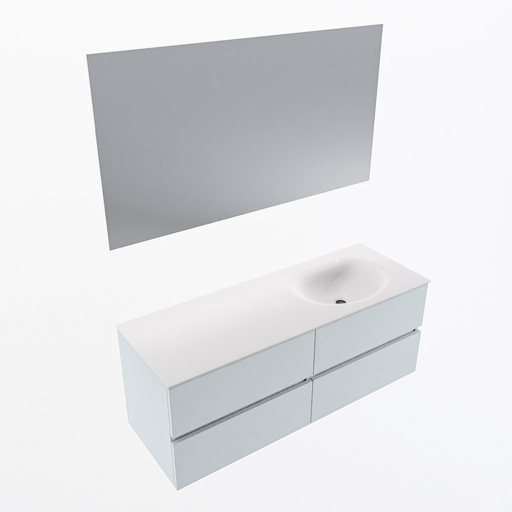 MONDIAZ VICA 130cm mueble de baño Clay 4 cajones. Lavabo MOON Derecho sin orificio color Talc con espejo LED. 5 MONDIAZ VICA 130cm mueble de baño Clay 4 cajones. Lavabo MOON Derecho sin orificio color Talc con espejo LED. - Imagen 6