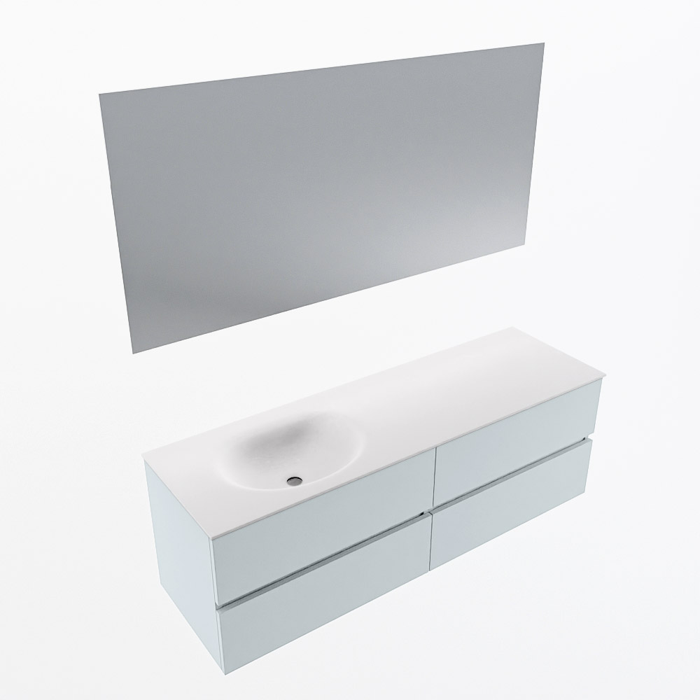 MONDIAZ VICA 150cm mueble de baño Clay 4 cajones. Lavabo MOON Izquierda sin orificio color Talc con espejo LED. 6 MONDIAZ VICA 150cm mueble de baño Clay 4 cajones. Lavabo MOON Izquierda sin orificio color Talc con espejo LED. - Imagen 6
