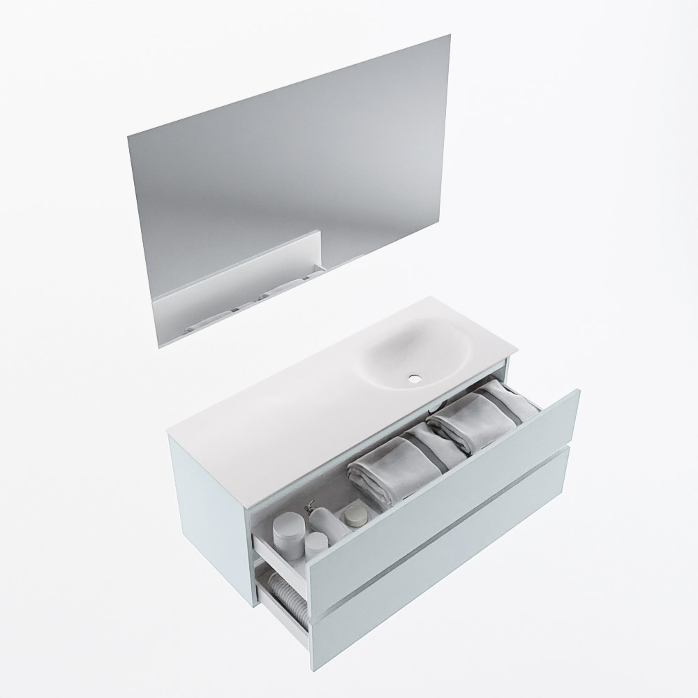 MONDIAZ VICA 120cm mueble de baño Clay 2 cajones. Lavabo MOON Derecho sin orificio color Talc con espejo LED. 7 MONDIAZ VICA 120cm mueble de baño Clay 2 cajones. Lavabo MOON Derecho sin orificio color Talc con espejo LED. - Imagen 7