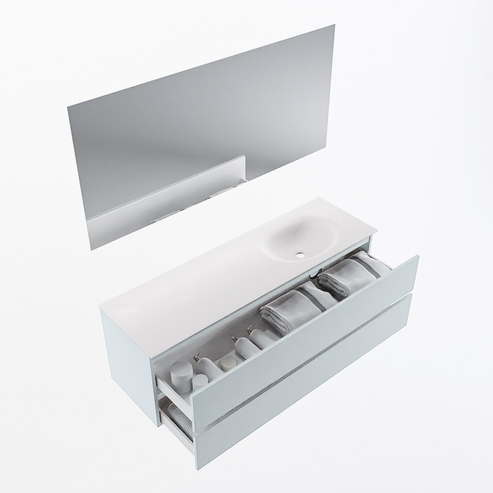 MONDIAZ VICA 150cm mueble de baño Clay 2 cajones. Lavabo MOON Derecho sin orificio color Talc con espejo LED. 7 MONDIAZ VICA 150cm mueble de baño Clay 2 cajones. Lavabo MOON Derecho sin orificio color Talc con espejo LED. - Imagen 7