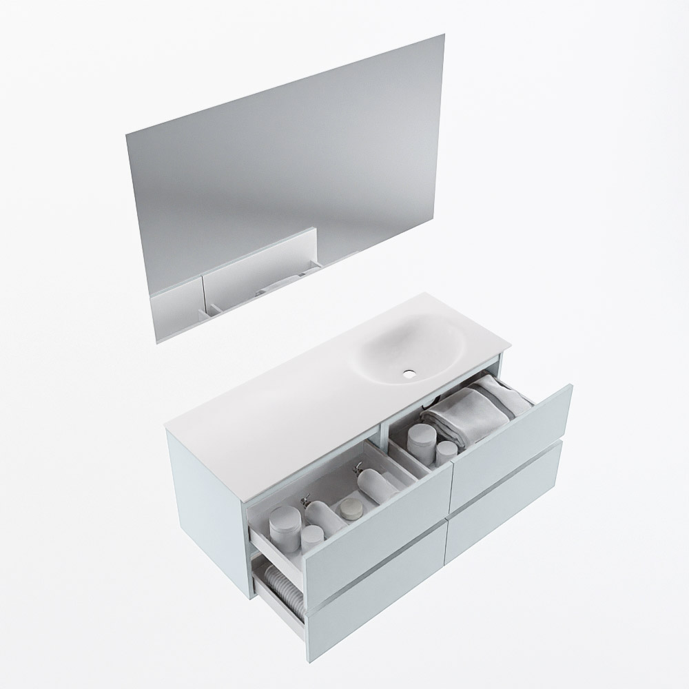 MONDIAZ VICA 120cm mueble de baño Clay 4 cajones. Lavabo MOON Derecho 1 orificio color Talc con espejo LED. 7 MONDIAZ VICA 120cm mueble de baño Clay 4 cajones. Lavabo MOON Derecho 1 orificio color Talc con espejo LED. - Imagen 7