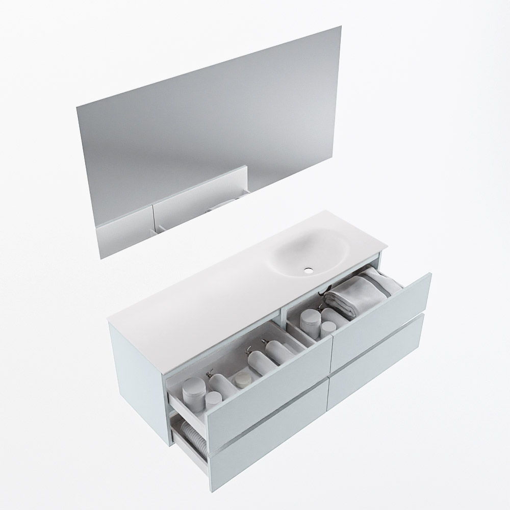 MONDIAZ VICA 140cm mueble de baño Clay 4 cajones. Lavabo MOON Derecho sin orificio color Talc con espejo LED. 7 MONDIAZ VICA 140cm mueble de baño Clay 4 cajones. Lavabo MOON Derecho sin orificio color Talc con espejo LED. - Imagen 7