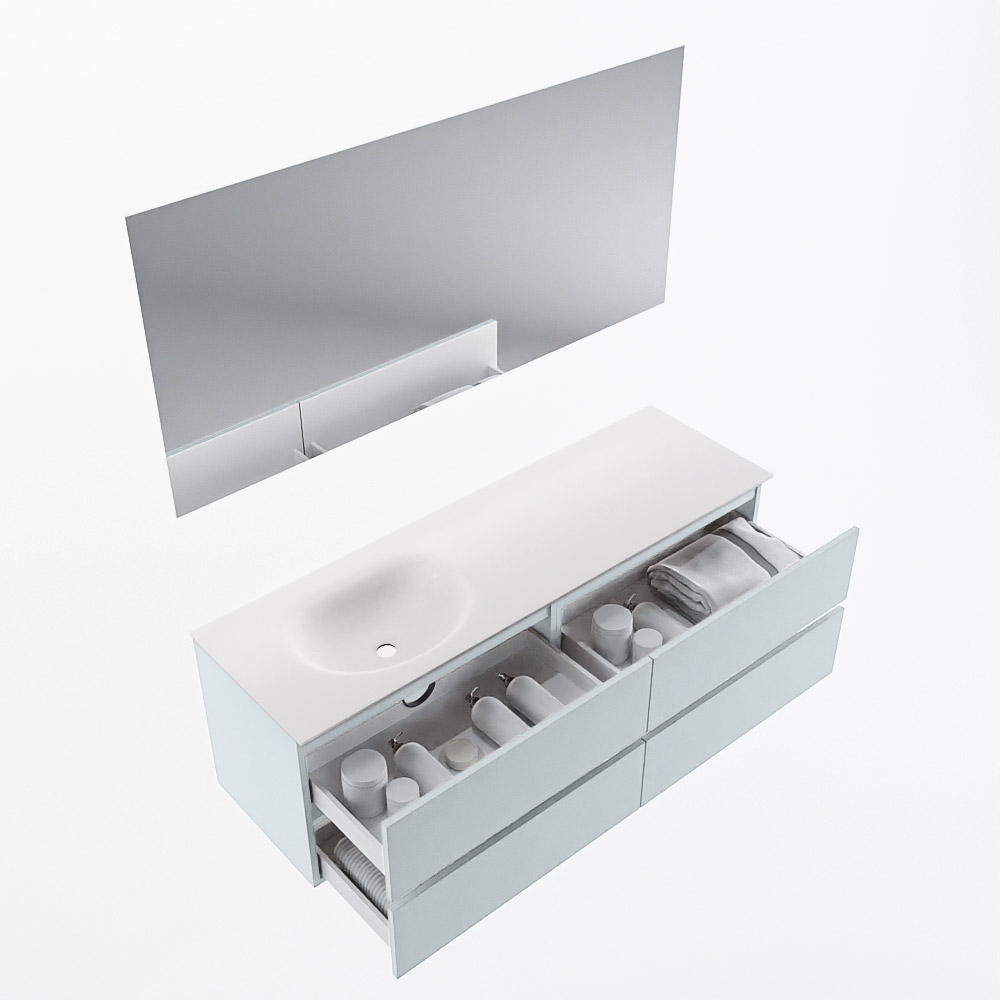 MONDIAZ VICA 150cm mueble de baño Clay 4 cajones. Lavabo MOON Izquierda sin orificio color Talc con espejo LED. 7 MONDIAZ VICA 150cm mueble de baño Clay 4 cajones. Lavabo MOON Izquierda sin orificio color Talc con espejo LED. - Imagen 7