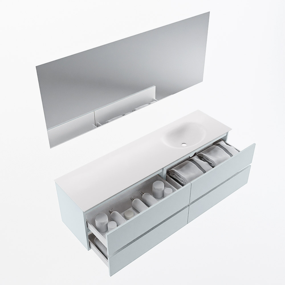 MONDIAZ VICA 170cm mueble de baño Clay 4 cajones. Lavabo MOON Derecho sin orificio color Talc con espejo LED. 7 MONDIAZ VICA 170cm mueble de baño Clay 4 cajones. Lavabo MOON Derecho sin orificio color Talc con espejo LED. - Imagen 7