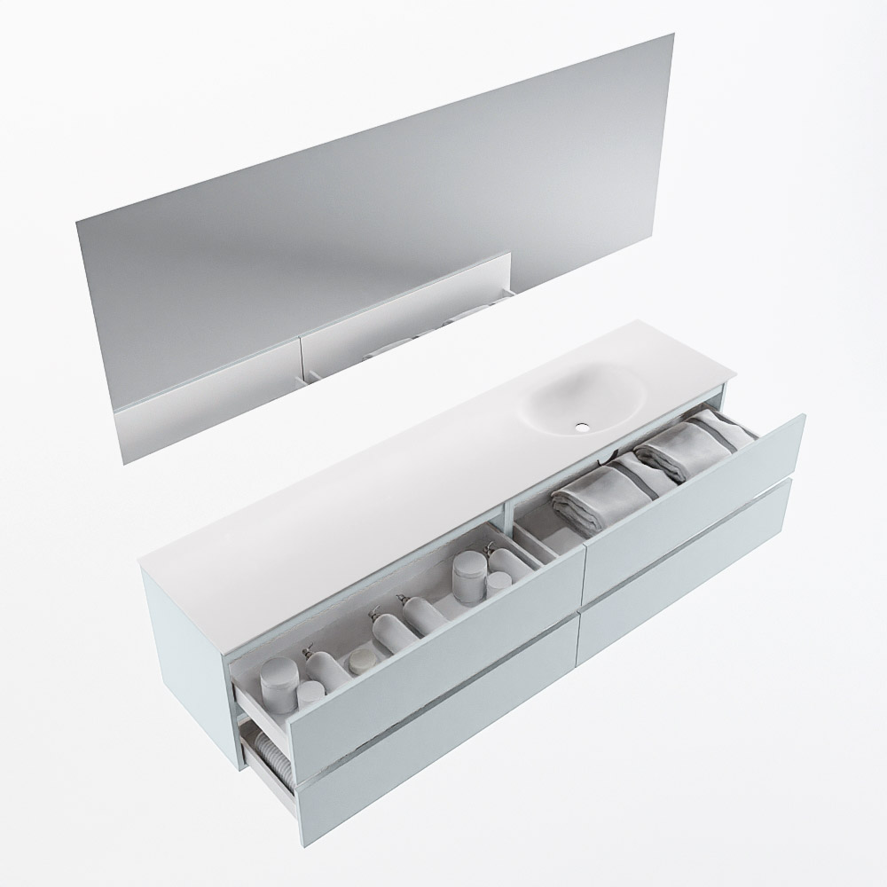 MONDIAZ VICA 200cm mueble de baño Clay 4 cajones. Lavabo MOON Derecho sin orificio color Talc con espejo LED. 7 MONDIAZ VICA 200cm mueble de baño Clay 4 cajones. Lavabo MOON Derecho sin orificio color Talc con espejo LED. - Imagen 7