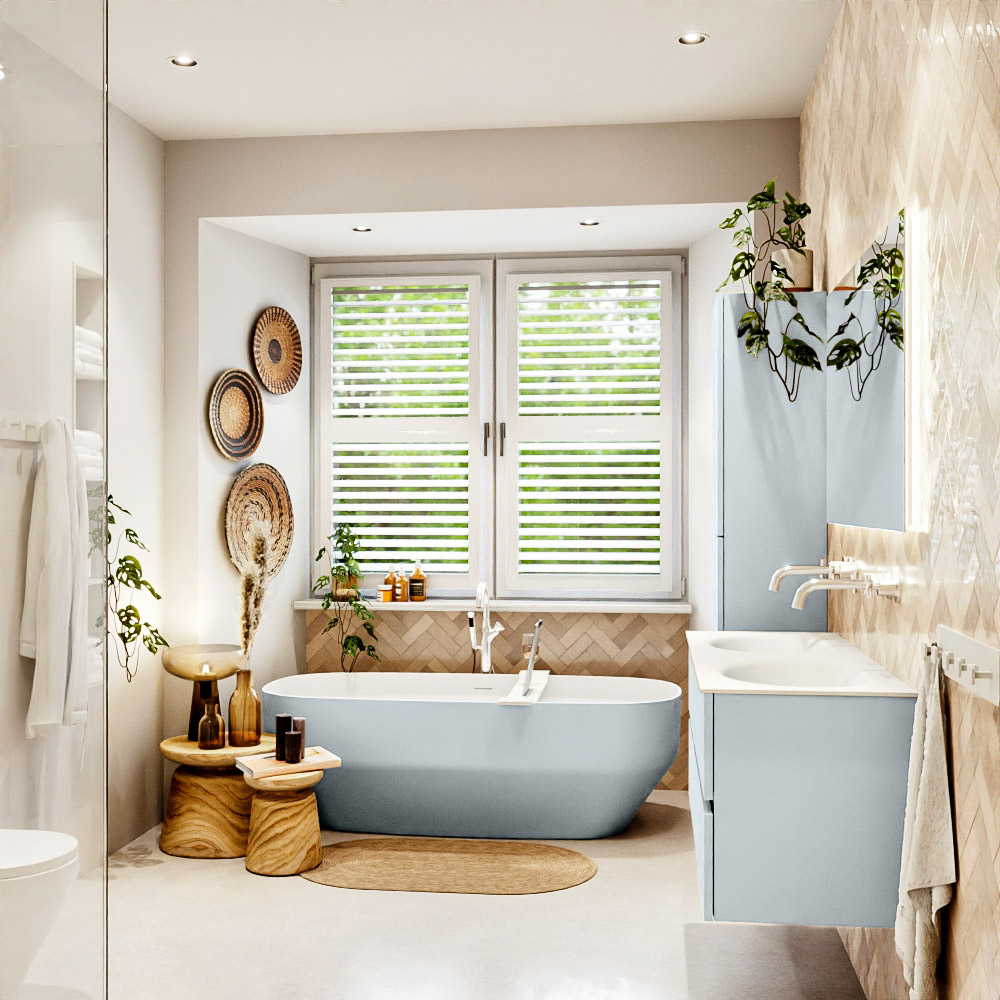 MONDIAZ VICA 120cm mueble de baño Clay 2 cajones. Lavabo MOON Doble sin orificio color Talc con espejo LED. 3 MONDIAZ VICA 120cm mueble de baño Clay 2 cajones. Lavabo MOON Doble sin orificio color Talc con espejo LED. - Imagen 3