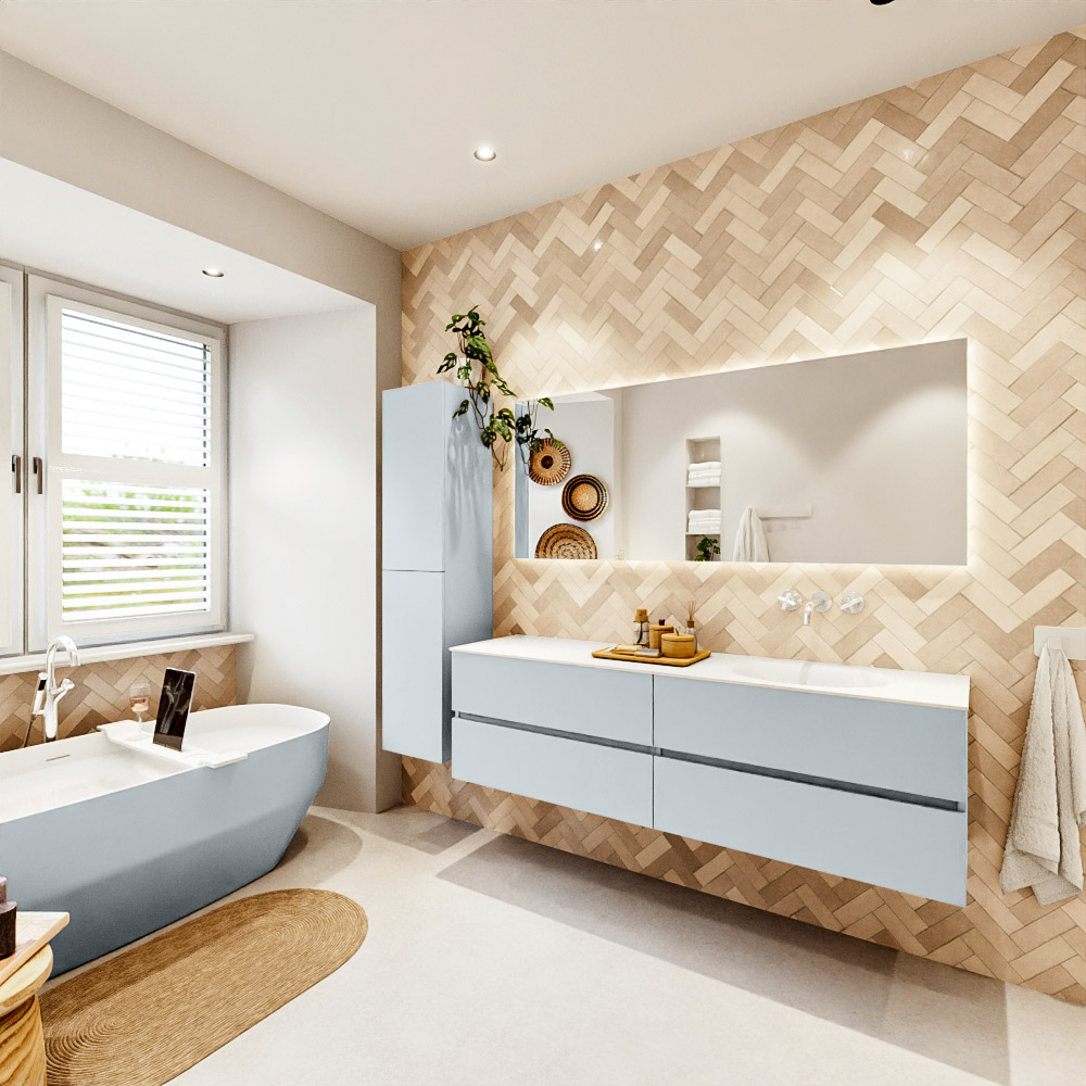MONDIAZ VICA 170cm mueble de baño Clay 4 cajones. Lavabo MOON Derecho sin orificio color Talc con espejo LED. 4 MONDIAZ VICA 170cm mueble de baño Clay 4 cajones. Lavabo MOON Derecho sin orificio color Talc con espejo LED. - Imagen 4