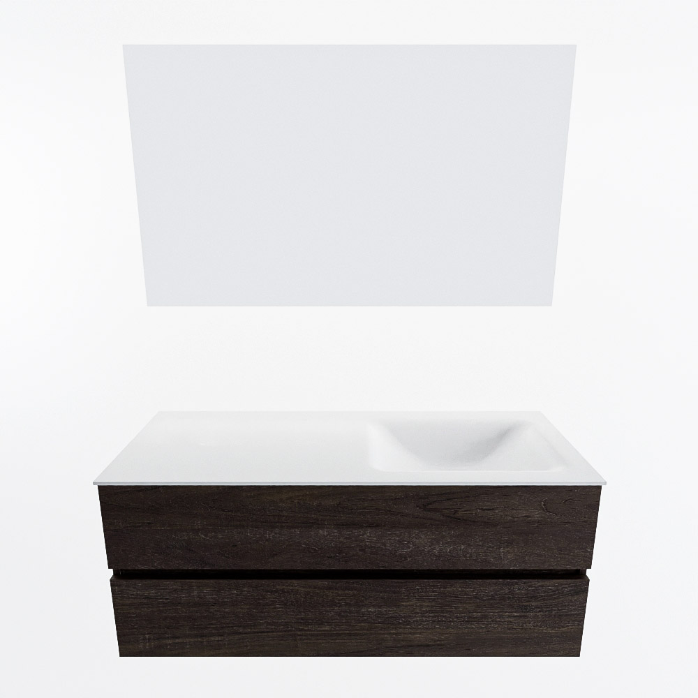 MONDIAZ VICA 120cm mueble de baño Dark Brown 2 cajones. Lavabo CLOUD Derecho sin orificio color Talc con espejo LED. 5 MONDIAZ VICA 120cm mueble de baño Dark Brown 2 cajones. Lavabo CLOUD Derecho sin orificio color Talc con espejo LED. - Imagen 5