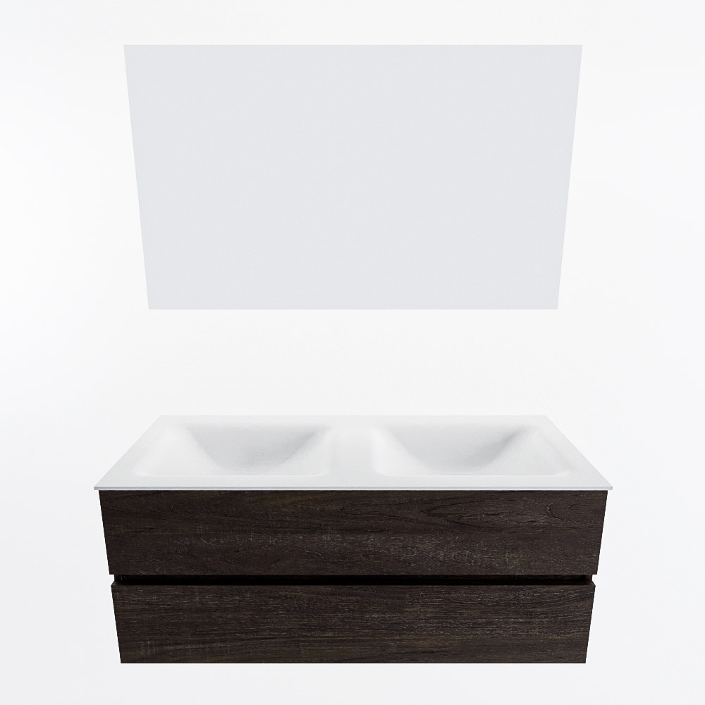 MONDIAZ VICA 120cm mueble de baño Dark Brown 2 cajones. Lavabo CLOUD Doble sin orificio color Talc con espejo LED. 5 MONDIAZ VICA 120cm mueble de baño Dark Brown 2 cajones. Lavabo CLOUD Doble sin orificio color Talc con espejo LED. - Imagen 5