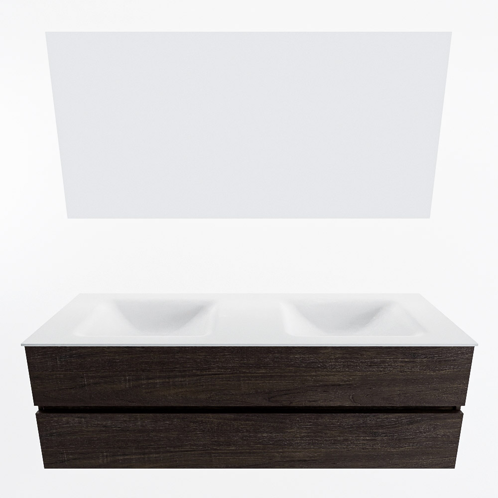 MONDIAZ VICA 150cm mueble de baño Dark Brown 2 cajones. Lavabo CLOUD Doble sin orificio color Talc con espejo LED. 5 MONDIAZ VICA 150cm mueble de baño Dark Brown 2 cajones. Lavabo CLOUD Doble sin orificio color Talc con espejo LED. - Imagen 5