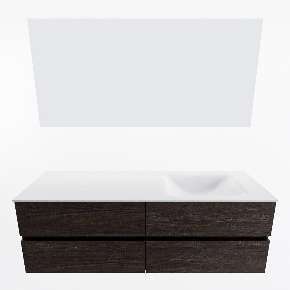 MONDIAZ VICA 150cm mueble de baño Dark Brown 4 cajones. Lavabo CLOUD Derecho sin orificio color Talc con espejo LED. 5 MONDIAZ VICA 150cm mueble de baño Dark Brown 4 cajones. Lavabo CLOUD Derecho sin orificio color Talc con espejo LED. - Imagen 5