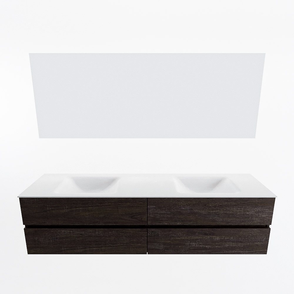 MONDIAZ VICA 190cm mueble de baño Dark Brown 4 cajones. Lavabo CLOUD Doble sin orificio color Talc con espejo LED. 5 MONDIAZ VICA 190cm mueble de baño Dark Brown 4 cajones. Lavabo CLOUD Doble sin orificio color Talc con espejo LED. - Imagen 5