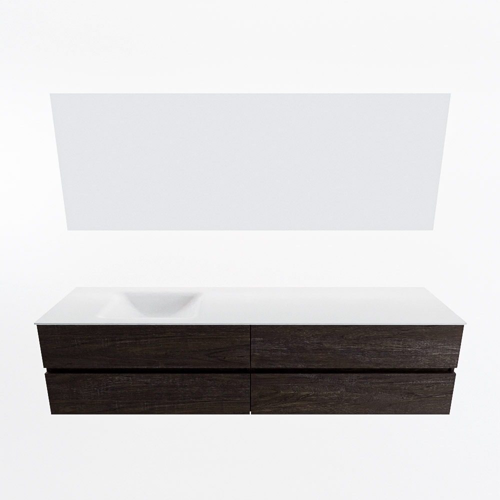 MONDIAZ VICA 200cm mueble de baño Dark Brown 4 cajones. Lavabo CLOUD Izquierda 1 orificio color Talc con espejo LED. 5 MONDIAZ VICA 200cm mueble de baño Dark Brown 4 cajones. Lavabo CLOUD Izquierda 1 orificio color Talc con espejo LED. - Imagen 5