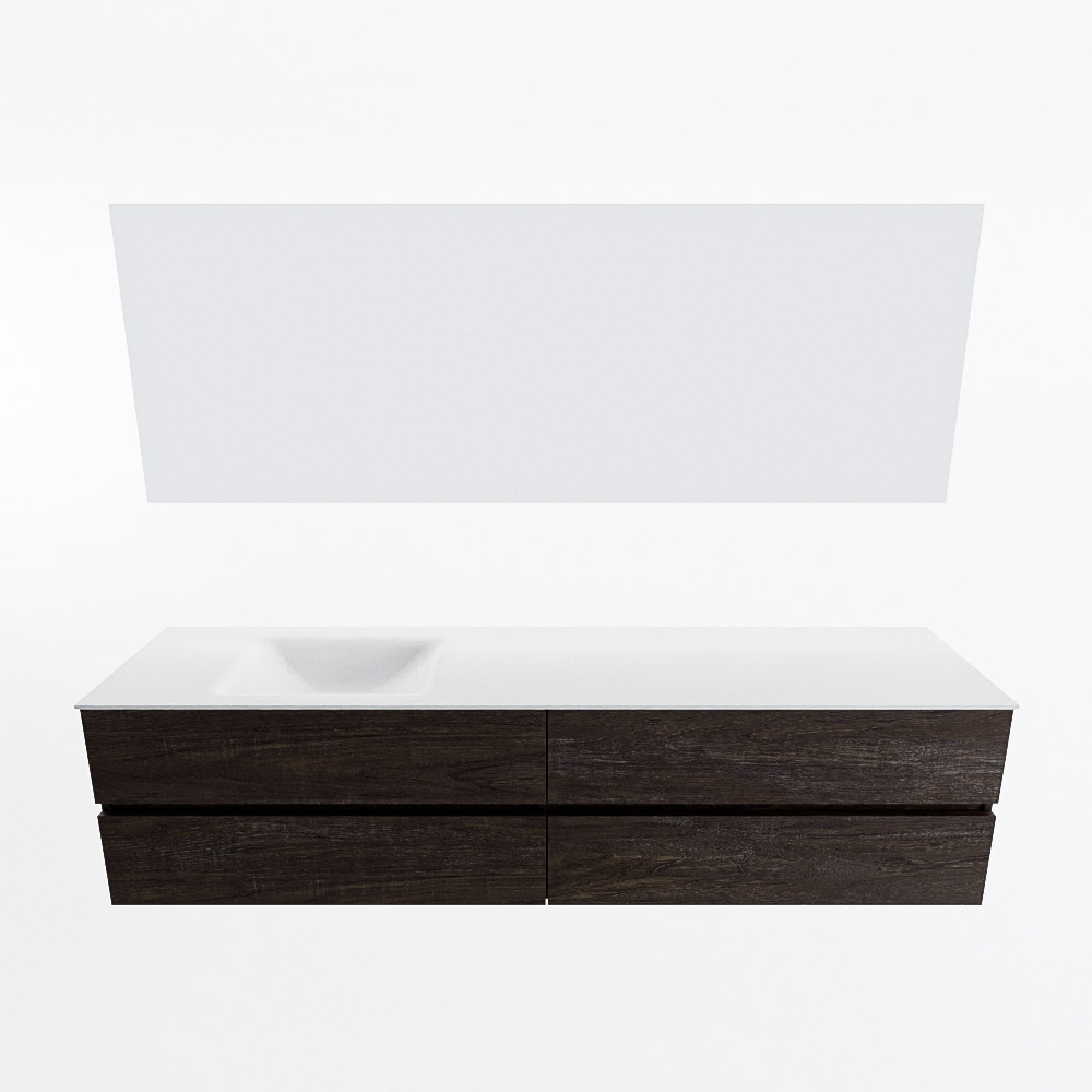 MONDIAZ VICA 200cm mueble de baño Dark Brown 4 cajones. Lavabo CLOUD Izquierda sin orificio color Talc con espejo LED. 5 MONDIAZ VICA 200cm mueble de baño Dark Brown 4 cajones. Lavabo CLOUD Izquierda sin orificio color Talc con espejo LED. - Imagen 5