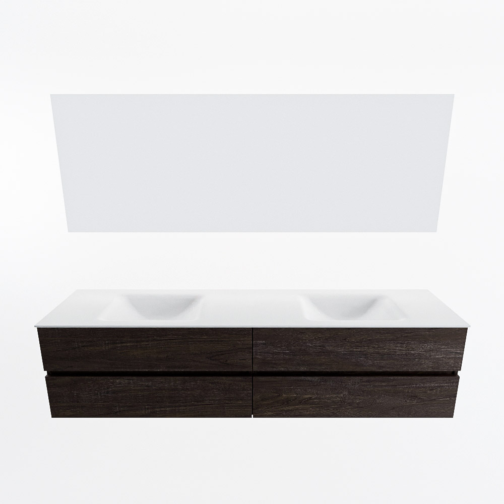 MONDIAZ VICA 200cm mueble de baño Dark Brown 4 cajones. Lavabo CLOUD Doble sin orificio color Talc con espejo LED. 5 MONDIAZ VICA 200cm mueble de baño Dark Brown 4 cajones. Lavabo CLOUD Doble sin orificio color Talc con espejo LED. - Imagen 5