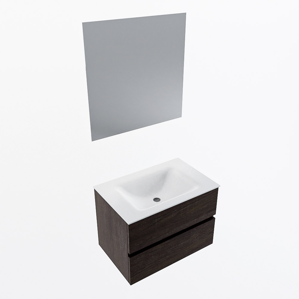 MONDIAZ VICA 70cm mueble de baño Dark Brown 2 cajones. Lavabo CLOUD Centro 1 orificio color Talc con espejo LED. 6 MONDIAZ VICA 70cm mueble de baño Dark Brown 2 cajones. Lavabo CLOUD Centro 1 orificio color Talc con espejo LED. - Imagen 6