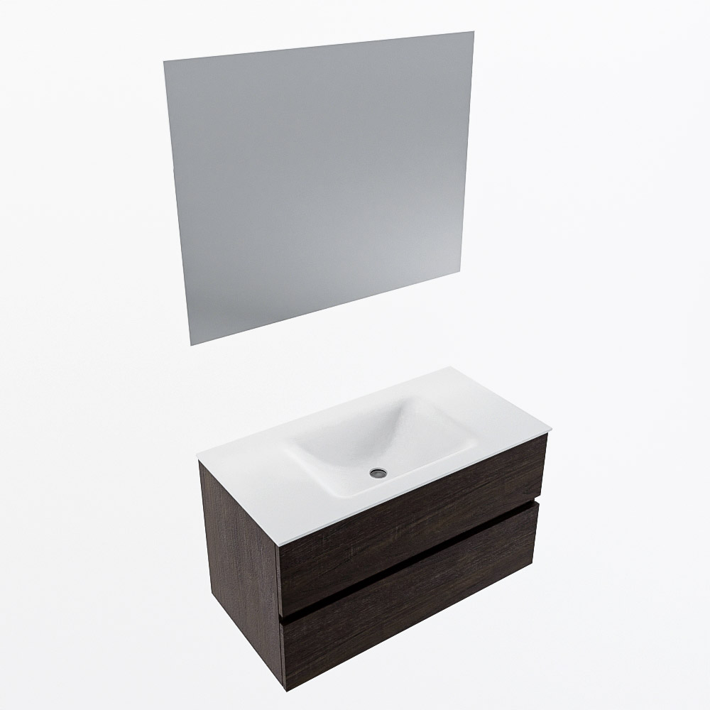MONDIAZ VICA 90cm mueble de baño Dark Brown 2 cajones. Lavabo CLOUD Centro 1 orificio color Talc con espejo LED. 6 MONDIAZ VICA 90cm mueble de baño Dark Brown 2 cajones. Lavabo CLOUD Centro 1 orificio color Talc con espejo LED. - Imagen 6