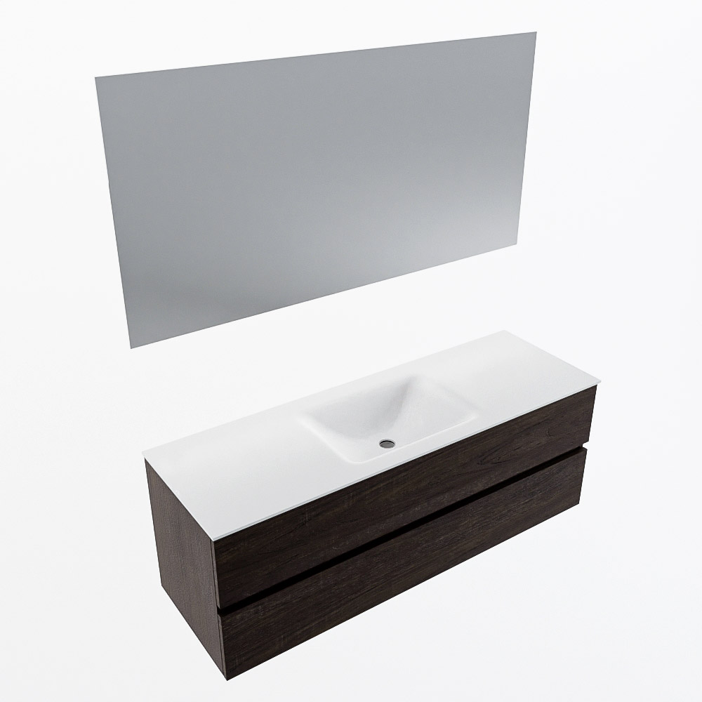 MONDIAZ VICA 140cm mueble de baño Dark Brown 2 cajones. Lavabo CLOUD Centro sin orificio color Talc con espejo LED. 5 MONDIAZ VICA 140cm mueble de baño Dark Brown 2 cajones. Lavabo CLOUD Centro sin orificio color Talc con espejo LED. - Imagen 6