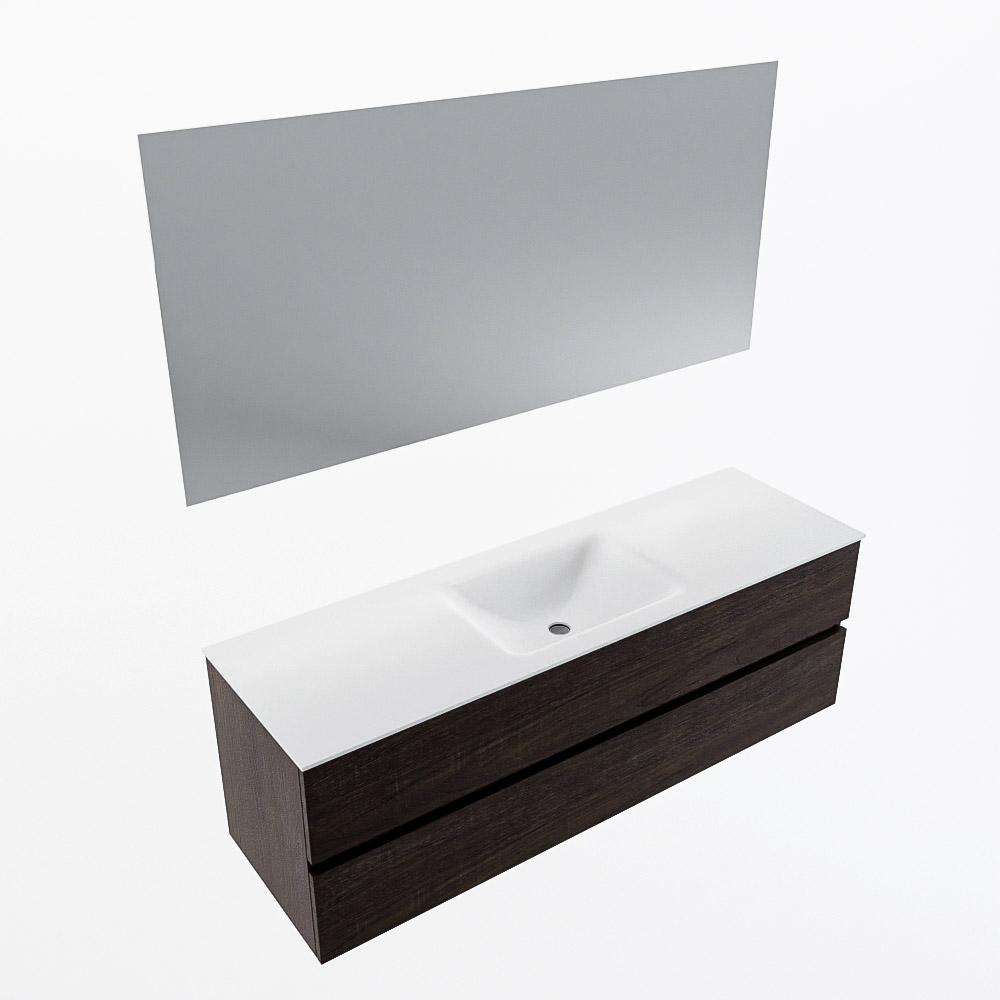 MONDIAZ VICA 150cm mueble de baño Dark Brown 2 cajones. Lavabo CLOUD Centro 1 orificio color Talc con espejo LED. 6 MONDIAZ VICA 150cm mueble de baño Dark Brown 2 cajones. Lavabo CLOUD Centro 1 orificio color Talc con espejo LED. - Imagen 6