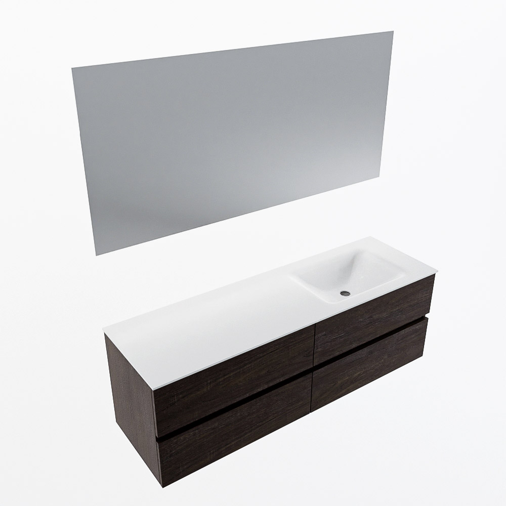 MONDIAZ VICA 150cm mueble de baño Dark Brown 4 cajones. Lavabo CLOUD Derecho sin orificio color Talc con espejo LED. 6 MONDIAZ VICA 150cm mueble de baño Dark Brown 4 cajones. Lavabo CLOUD Derecho sin orificio color Talc con espejo LED. - Imagen 6