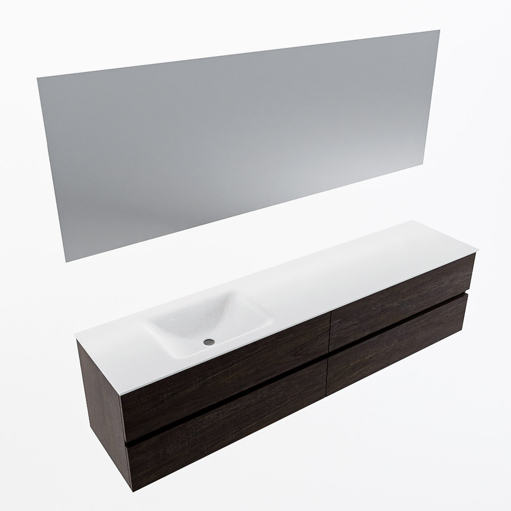 MONDIAZ VICA 200cm mueble de baño Dark Brown 4 cajones. Lavabo CLOUD Izquierda 1 orificio color Talc con espejo LED. 6 MONDIAZ VICA 200cm mueble de baño Dark Brown 4 cajones. Lavabo CLOUD Izquierda 1 orificio color Talc con espejo LED. - Imagen 6