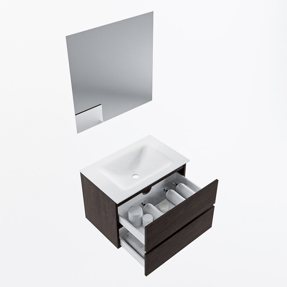 MONDIAZ VICA 70cm mueble de baño Dark Brown 2 cajones. Lavabo CLOUD Centro 1 orificio color Talc con espejo LED. 7 MONDIAZ VICA 70cm mueble de baño Dark Brown 2 cajones. Lavabo CLOUD Centro 1 orificio color Talc con espejo LED. - Imagen 7