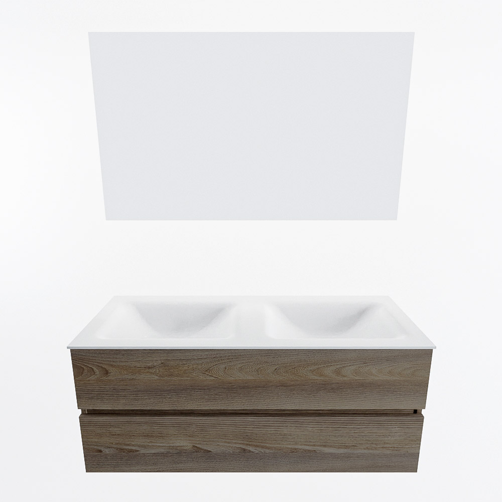 MONDIAZ VICA 120cm mueble de baño Dark Brown Grey 2 cajones. Lavabo CLOUD Doble sin orificio color Talc con espejo LED. 5 MONDIAZ VICA 120cm mueble de baño Dark Brown Grey 2 cajones. Lavabo CLOUD Doble sin orificio color Talc con espejo LED. - Imagen 5