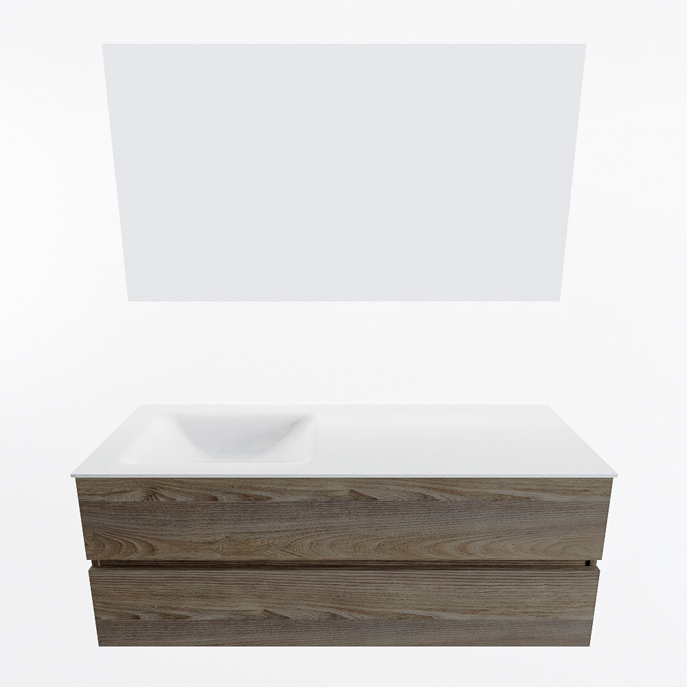 MONDIAZ VICA 130cm mueble de baño Dark Brown Grey 2 cajones. Lavabo CLOUD Izquierda 1 orificio color Talc con espejo LED. 4 MONDIAZ VICA 130cm mueble de baño Dark Brown Grey 2 cajones. Lavabo CLOUD Izquierda 1 orificio color Talc con espejo LED. - Imagen 5