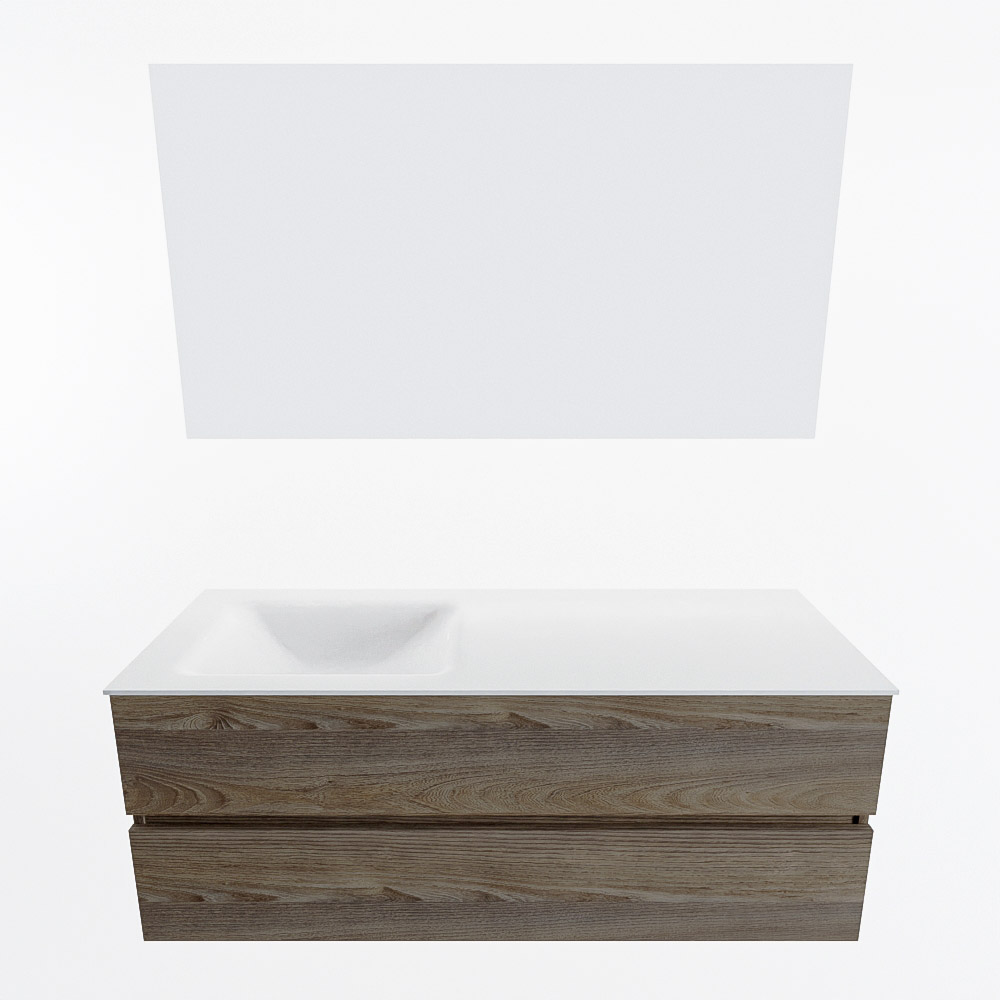 MONDIAZ VICA 130cm mueble de baño Dark Brown Grey 2 cajones. Lavabo CLOUD Izquierda sin orificio color Talc con espejo LED. 4 MONDIAZ VICA 130cm mueble de baño Dark Brown Grey 2 cajones. Lavabo CLOUD Izquierda sin orificio color Talc con espejo LED. - Imagen 5