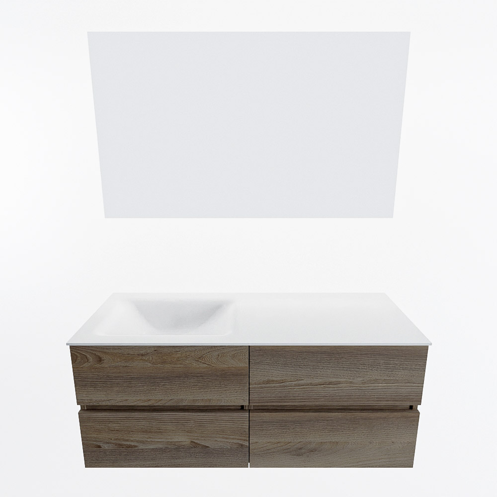 MONDIAZ VICA 120cm mueble de baño Dark Brown Grey 4 cajones. Lavabo CLOUD Izquierda sin orificio color Talc con espejo LED. 5 MONDIAZ VICA 120cm mueble de baño Dark Brown Grey 4 cajones. Lavabo CLOUD Izquierda sin orificio color Talc con espejo LED. - Imagen 5