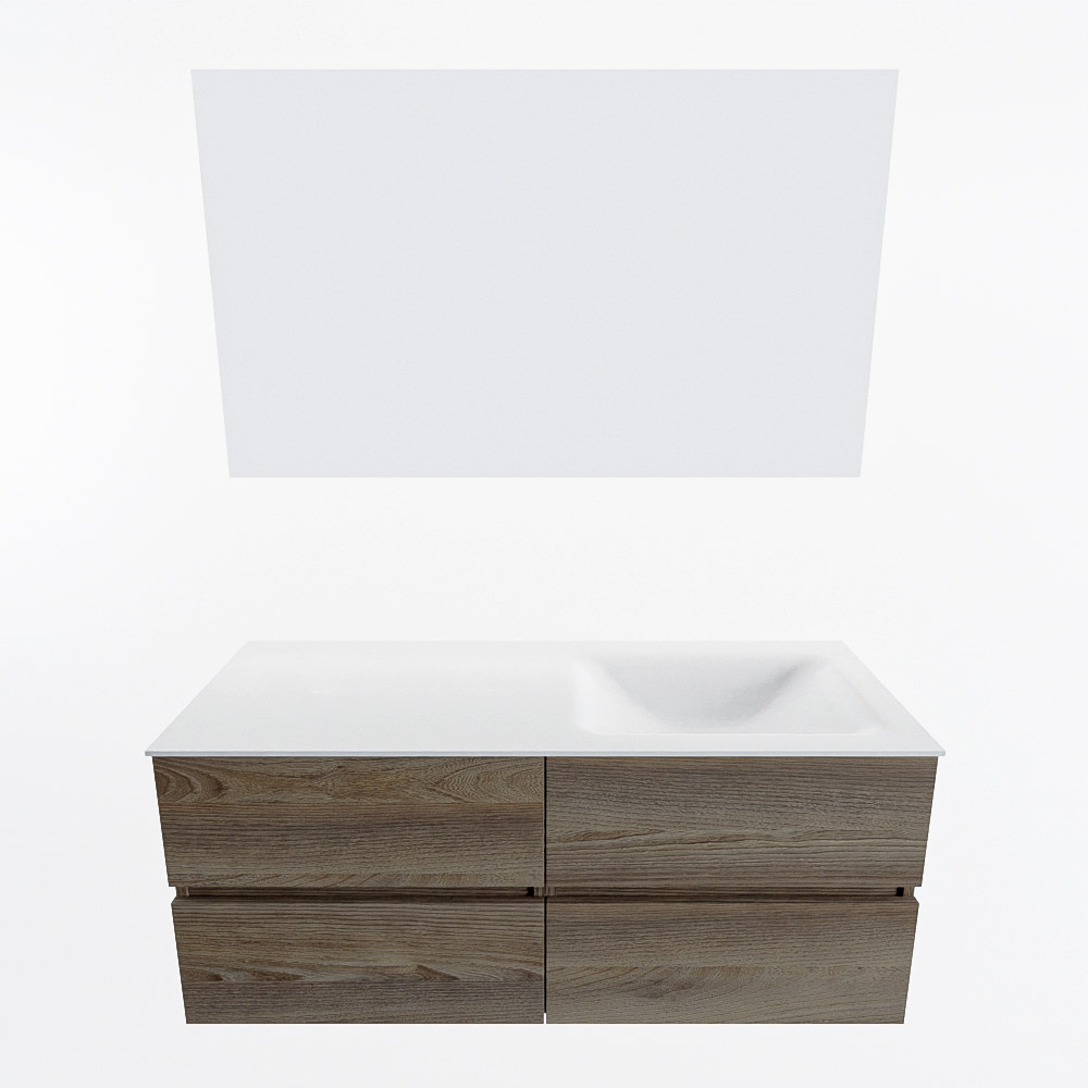 MONDIAZ VICA 120cm mueble de baño Dark Brown Grey 4 cajones. Lavabo CLOUD Derecho sin orificio color Talc con espejo LED. 5 MONDIAZ VICA 120cm mueble de baño Dark Brown Grey 4 cajones. Lavabo CLOUD Derecho sin orificio color Talc con espejo LED. - Imagen 5