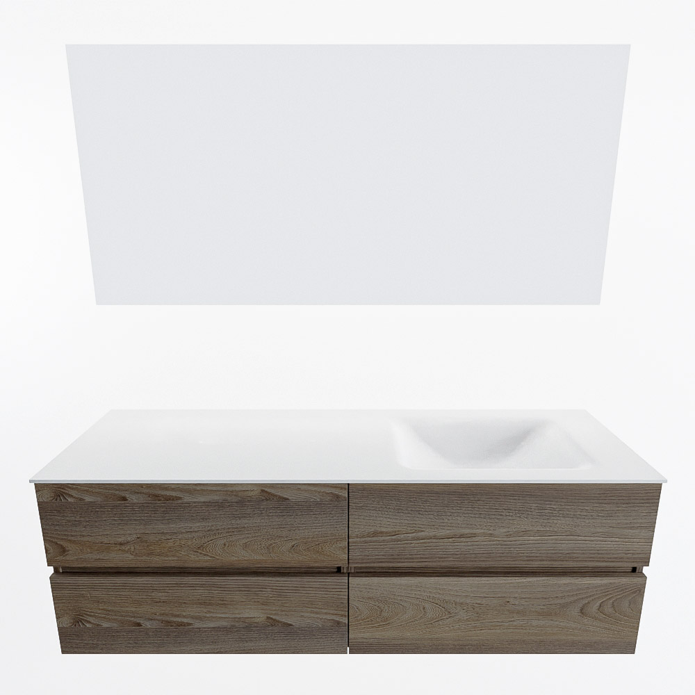 MONDIAZ VICA 150cm mueble de baño Dark Brown Grey 4 cajones. Lavabo CLOUD Derecho 1 orificio color Talc con espejo LED. 5 MONDIAZ VICA 150cm mueble de baño Dark Brown Grey 4 cajones. Lavabo CLOUD Derecho 1 orificio color Talc con espejo LED. - Imagen 5