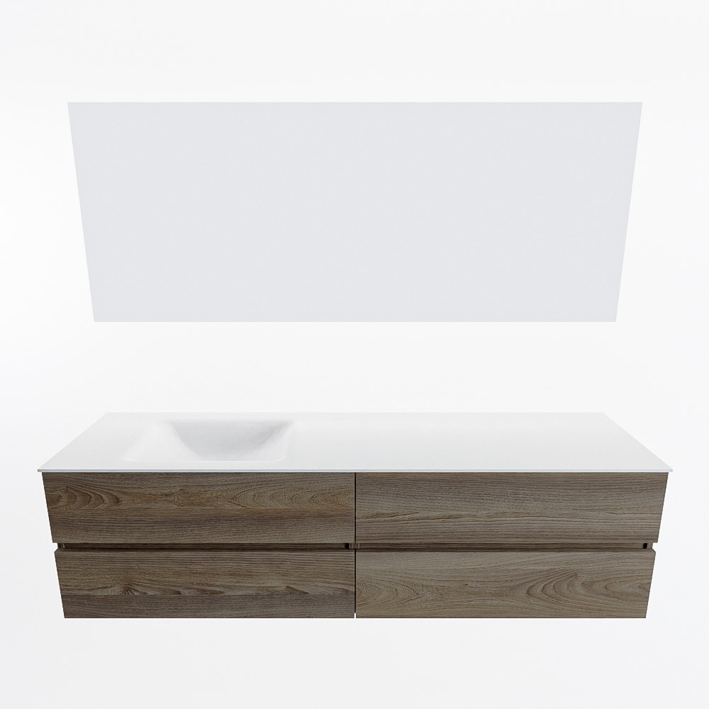MONDIAZ VICA 180cm mueble de baño Dark Brown Grey 4 cajones. Lavabo CLOUD Izquierda 1 orificio color Talc con espejo LED. 5 MONDIAZ VICA 180cm mueble de baño Dark Brown Grey 4 cajones. Lavabo CLOUD Izquierda 1 orificio color Talc con espejo LED. - Imagen 5
