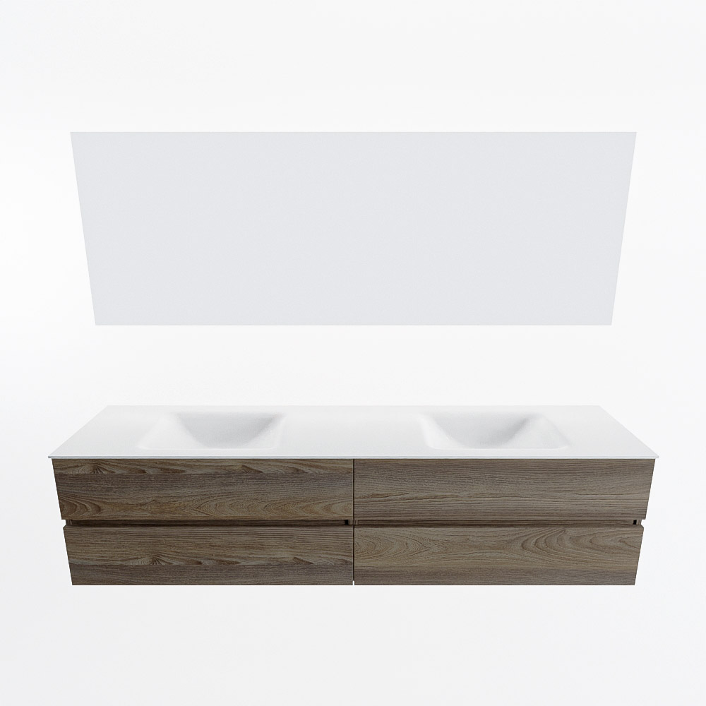 MONDIAZ VICA 200cm mueble de baño Dark Brown Grey 4 cajones. Lavabo CLOUD Doble sin orificio color Talc con espejo LED. 5 MONDIAZ VICA 200cm mueble de baño Dark Brown Grey 4 cajones. Lavabo CLOUD Doble sin orificio color Talc con espejo LED. - Imagen 5