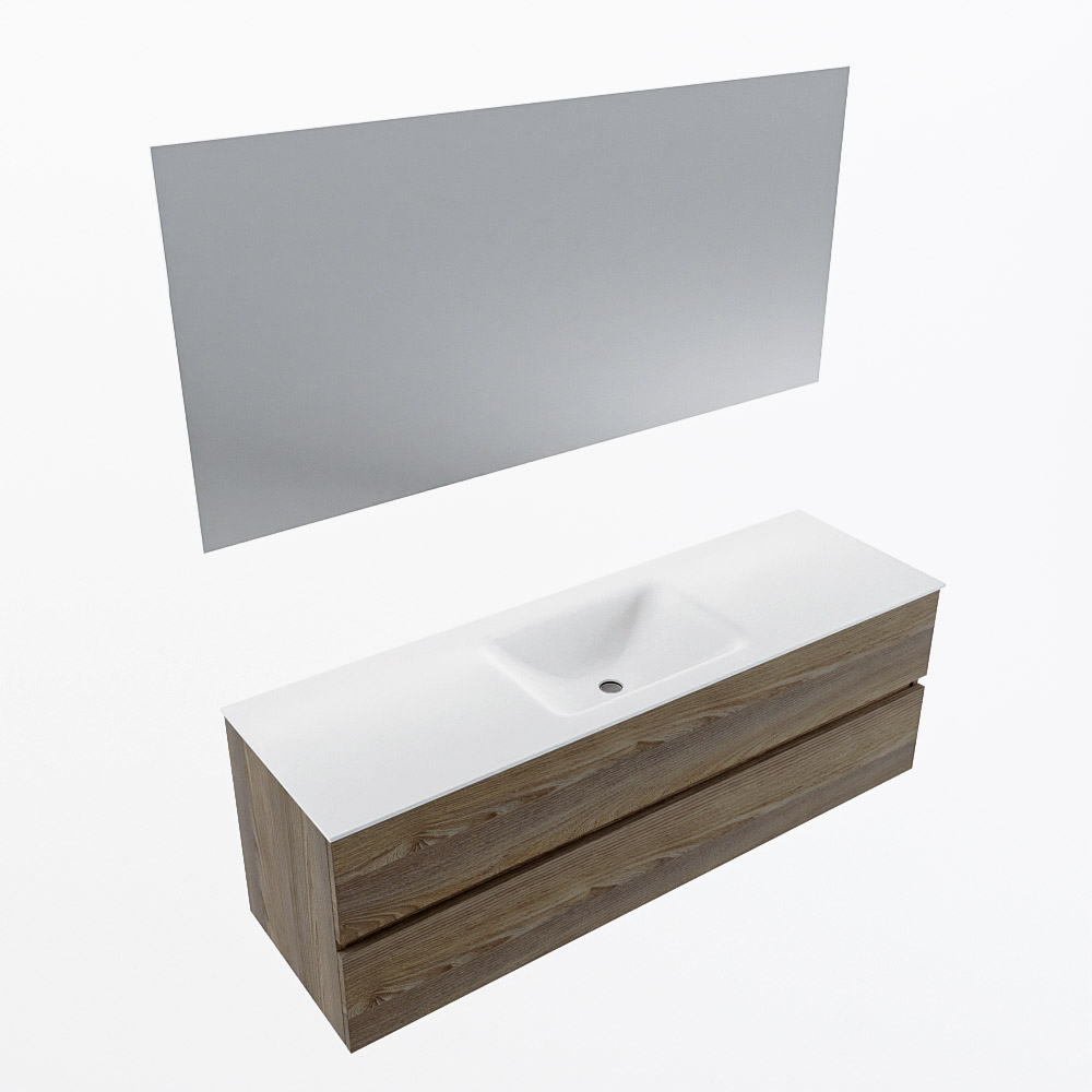 MONDIAZ VICA 150cm mueble de baño Dark Brown Grey 2 cajones. Lavabo CLOUD Centro sin orificio color Talc con espejo LED. 6 MONDIAZ VICA 150cm mueble de baño Dark Brown Grey 2 cajones. Lavabo CLOUD Centro sin orificio color Talc con espejo LED. - Imagen 6
