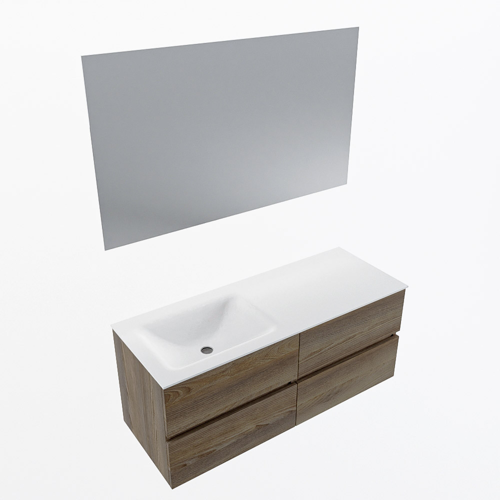 MONDIAZ VICA 120cm mueble de baño Dark Brown Grey 4 cajones. Lavabo CLOUD Izquierda sin orificio color Talc con espejo LED. 6 MONDIAZ VICA 120cm mueble de baño Dark Brown Grey 4 cajones. Lavabo CLOUD Izquierda sin orificio color Talc con espejo LED. - Imagen 6