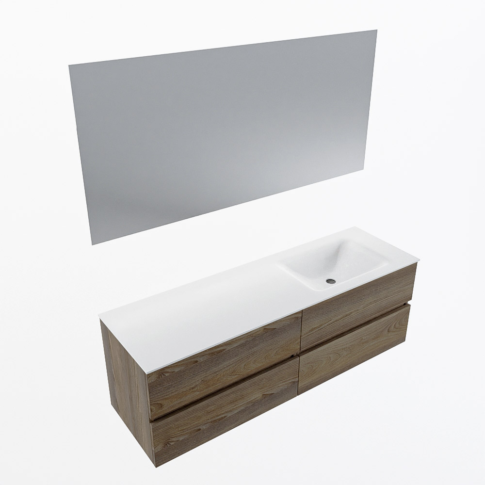 MONDIAZ VICA 150cm mueble de baño Dark Brown Grey 4 cajones. Lavabo CLOUD Derecho 1 orificio color Talc con espejo LED. 6 MONDIAZ VICA 150cm mueble de baño Dark Brown Grey 4 cajones. Lavabo CLOUD Derecho 1 orificio color Talc con espejo LED. - Imagen 6