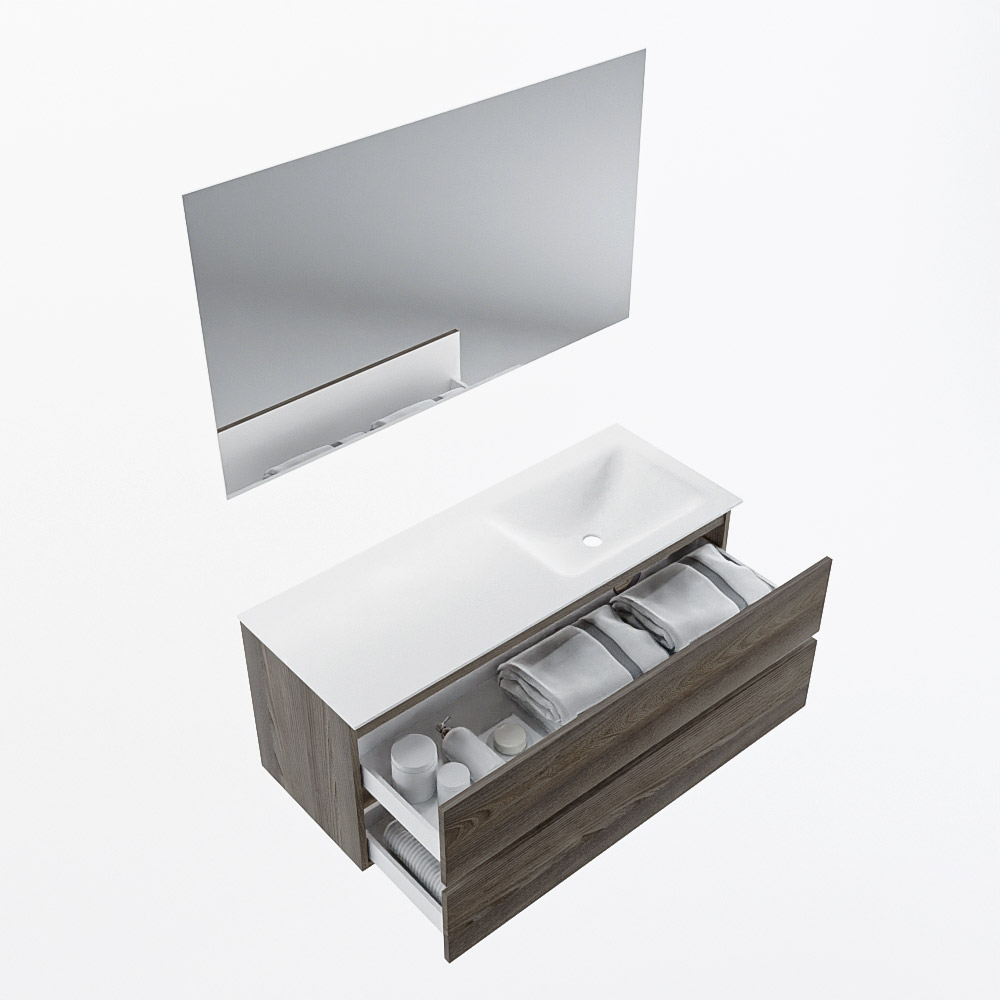MONDIAZ VICA 120cm mueble de baño Dark Brown Grey 2 cajones. Lavabo CLOUD Derecho 1 orificio color Talc con espejo LED. 7 MONDIAZ VICA 120cm mueble de baño Dark Brown Grey 2 cajones. Lavabo CLOUD Derecho 1 orificio color Talc con espejo LED. - Imagen 7