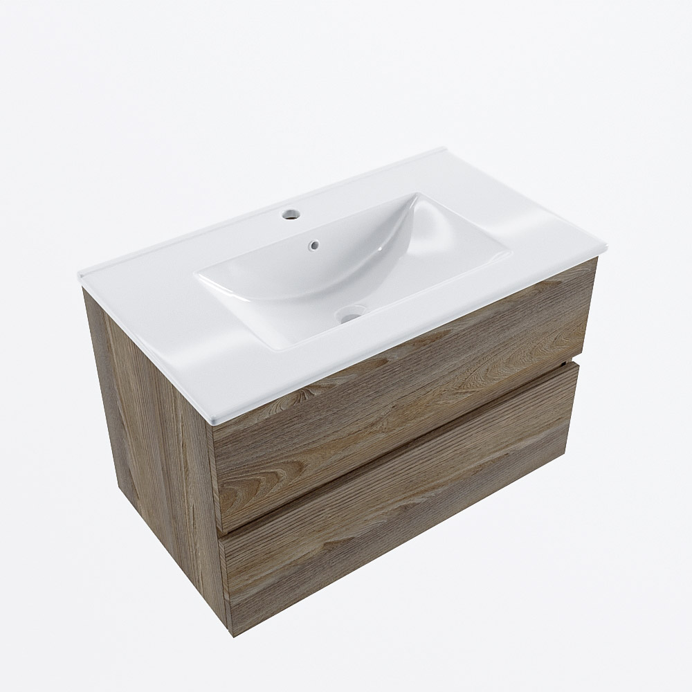 MONDIAZ VICA 80cm mueble de baño Dark Brown Grey 2 cajones. Lavabo DENIA Centro 1 orificio, color Blanco brillo. 6 MONDIAZ VICA 80cm mueble de baño Dark Brown Grey 2 cajones. Lavabo DENIA Centro 1 orificio, color Blanco brillo. - Imagen 6